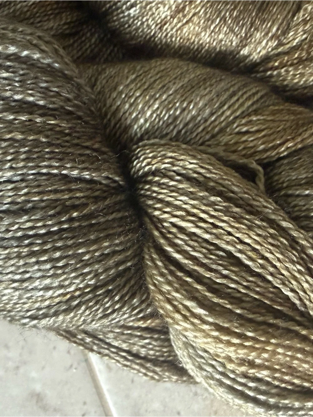Fyberspates Luxury Yarn Hanks in Shimmery Olive-Gold - Silver and Bronze